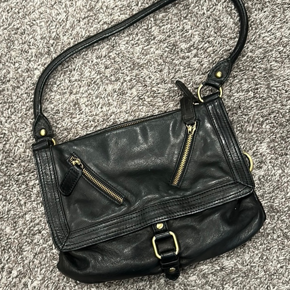 Sabina New York, vintage black shoulder bag/crossbody satchel
